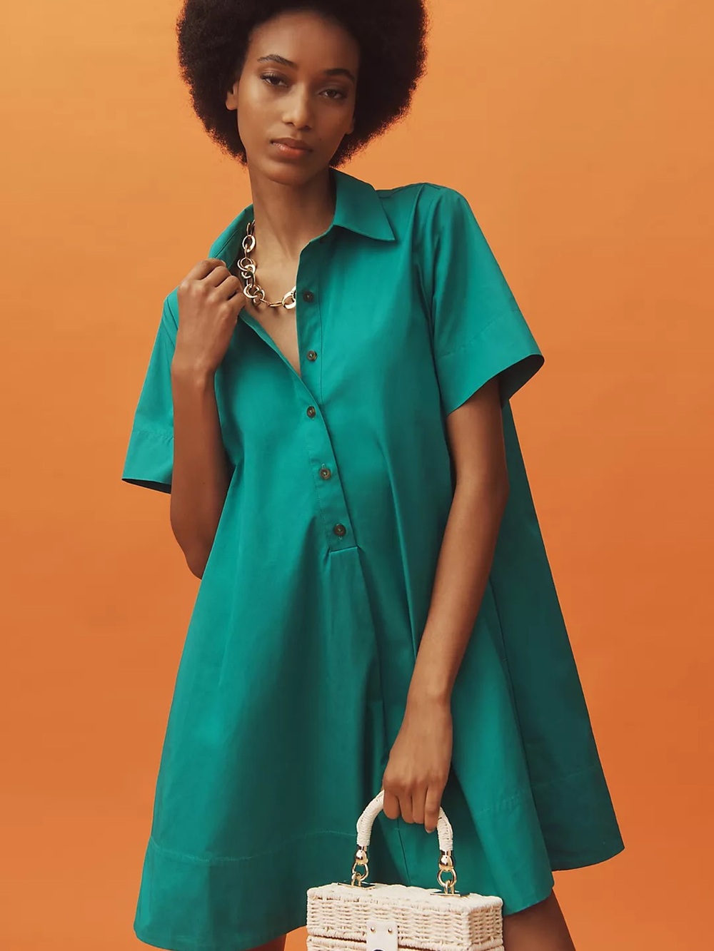 Anthropologie Teal A-Line Shirt Dress